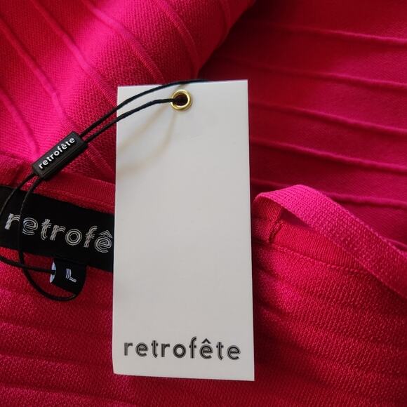 Retrofete Kylie Bandage Knit Dress Dragon Fruit Pink Size Large NWT Sleeveless - Picture 13 of 15